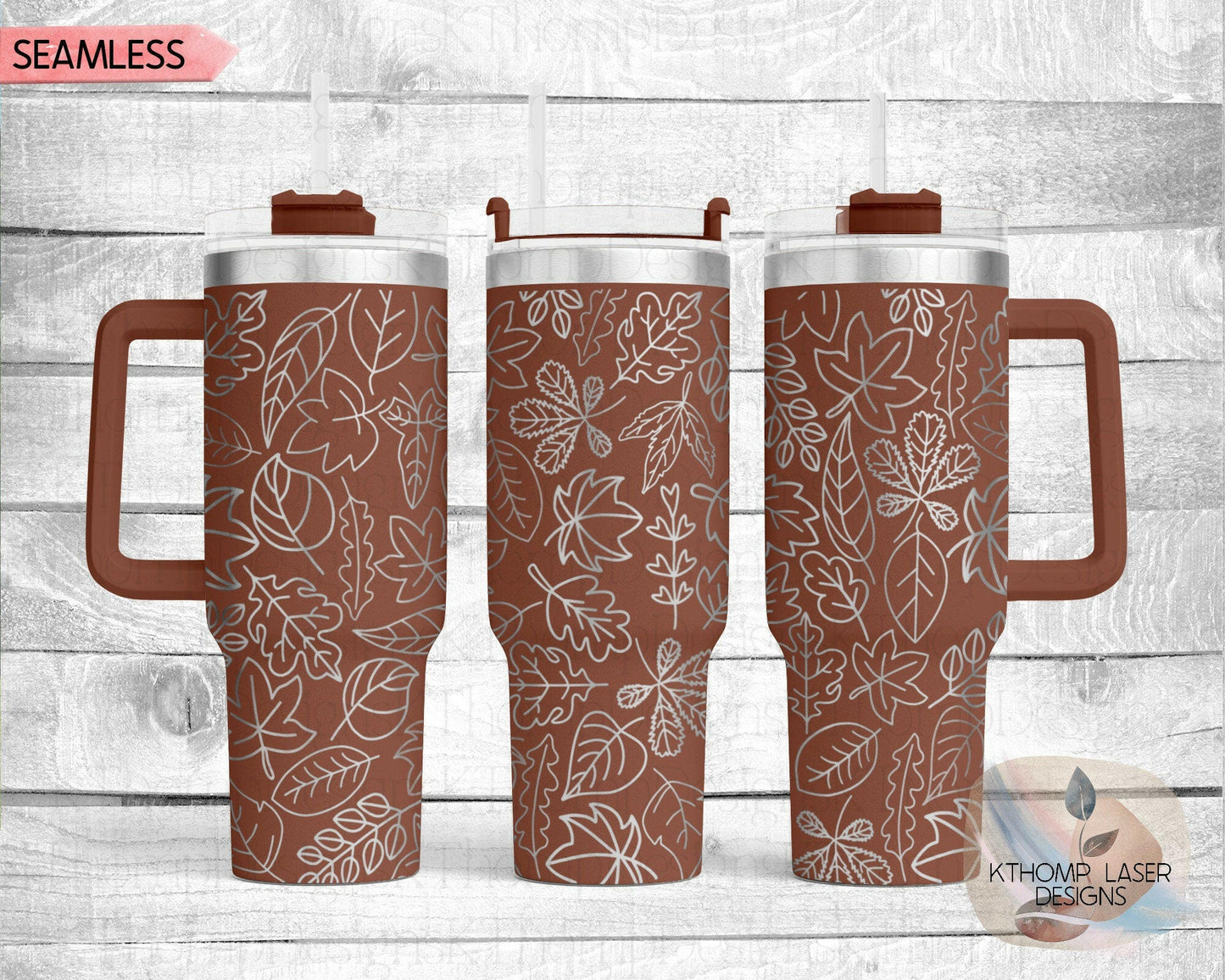 Fall Leaves Doodles Laser Engraved Full Wrap Design for 40oz Tumbler, Digital Download, Seamless Design, SVG Wrap For Laser Rotary