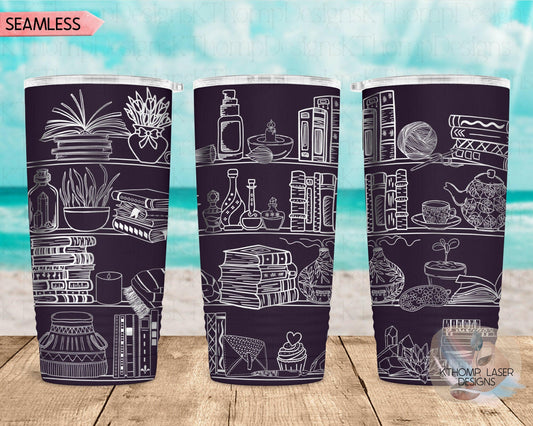 Self Care Shelves Laser Engraved Full Wrap Design for 20oz & 30oz Tumblers, Digital Download, Seamless Design, Laser Rotary SVG