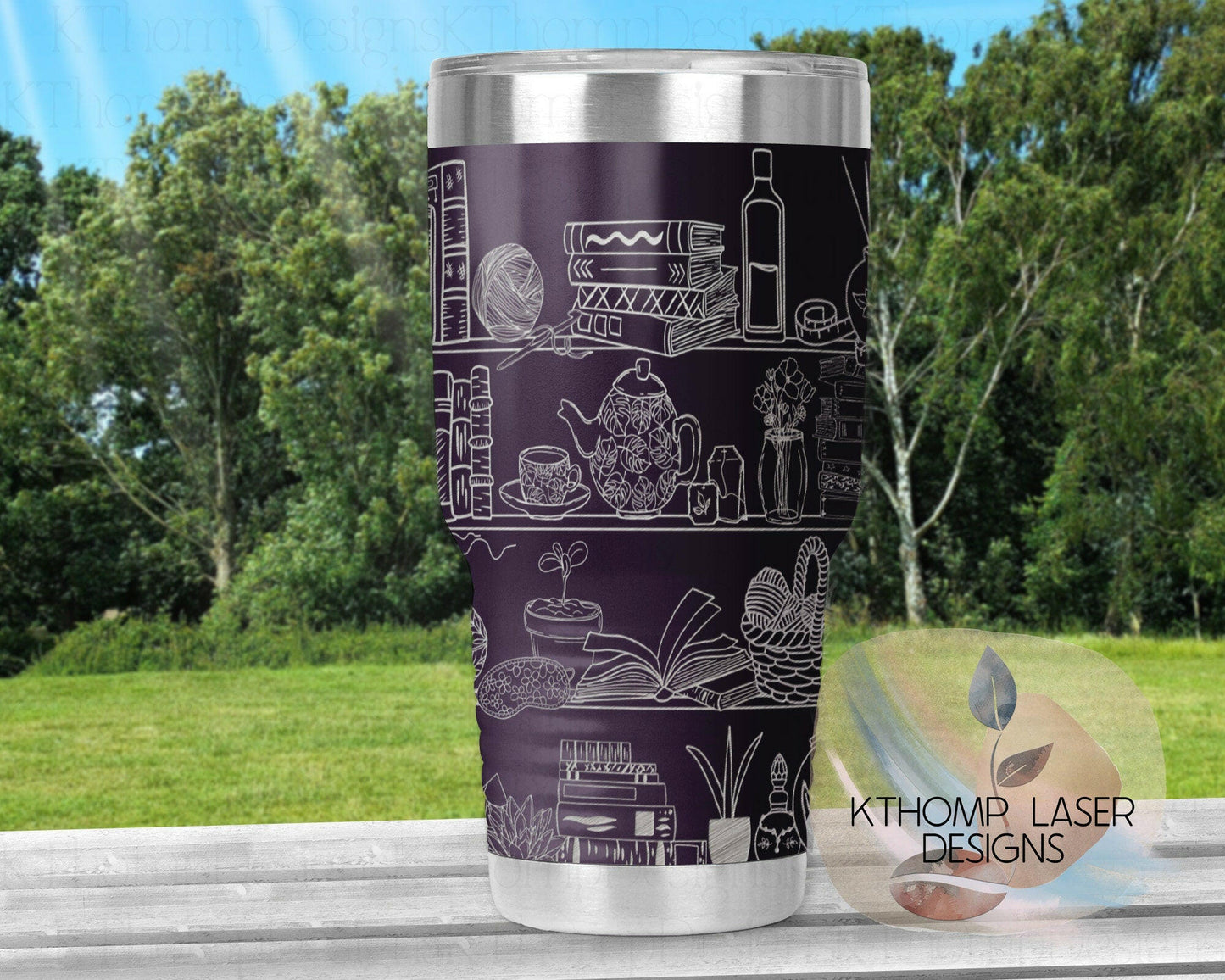 Self Care Shelves Laser Engraved Full Wrap Design for 20oz & 30oz Tumblers, Digital Download, Seamless Design, Laser Rotary SVG