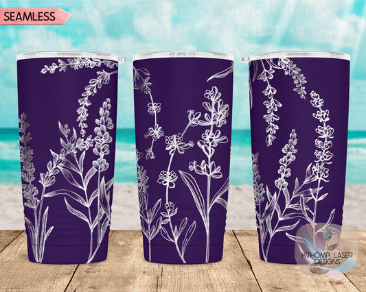 Lavender Laser Engraved Full Wrap Design for 20oz & 30oz Tumblers, Digital Download, SVG, Seamless Design, Tumbler Wrap For Rotary