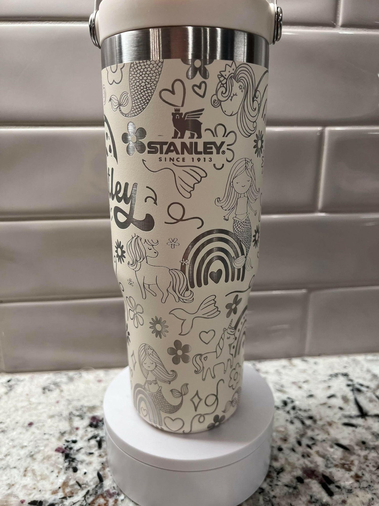 Mermaid Unicorn & Rainbow Doodles Laser Engraved Full Wrap for 40oz Tumbler, Digital Download, Seamless Design, SVG For Laser Rotary