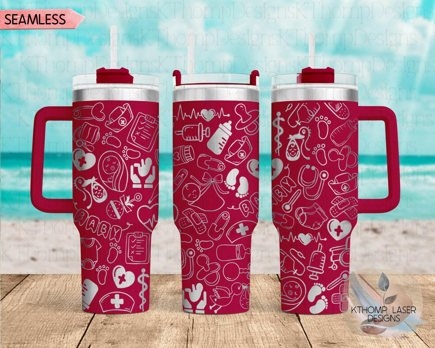 OB Nurse Medical Doodles Laser Engraved Full Wrap for 40oz Tumbler, Digital Download, SVG, Seamless Design, Tumbler Wrap For Laser Rotary