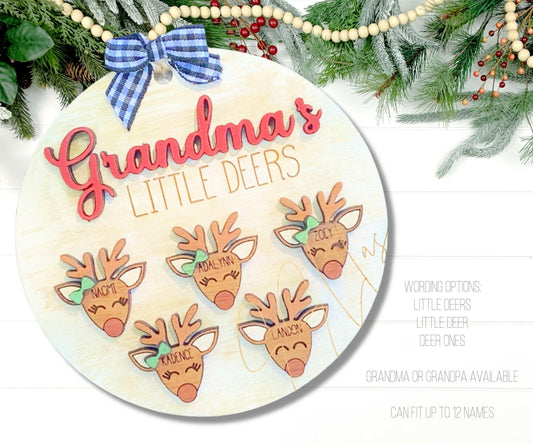 Grandma's Little Deer Christmas Ornament Svg File, Grandparents Ornament SVG File, Grandchildren Ornament Laser SVG File, Grandpa Ornament
