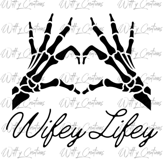 Skeleton Heart Hands Wifey Lifey PNG Digital Download-Gothic Love Clipart-Romantic Halloween DIY Art-Instant Printable Decor-Spooky Marriage