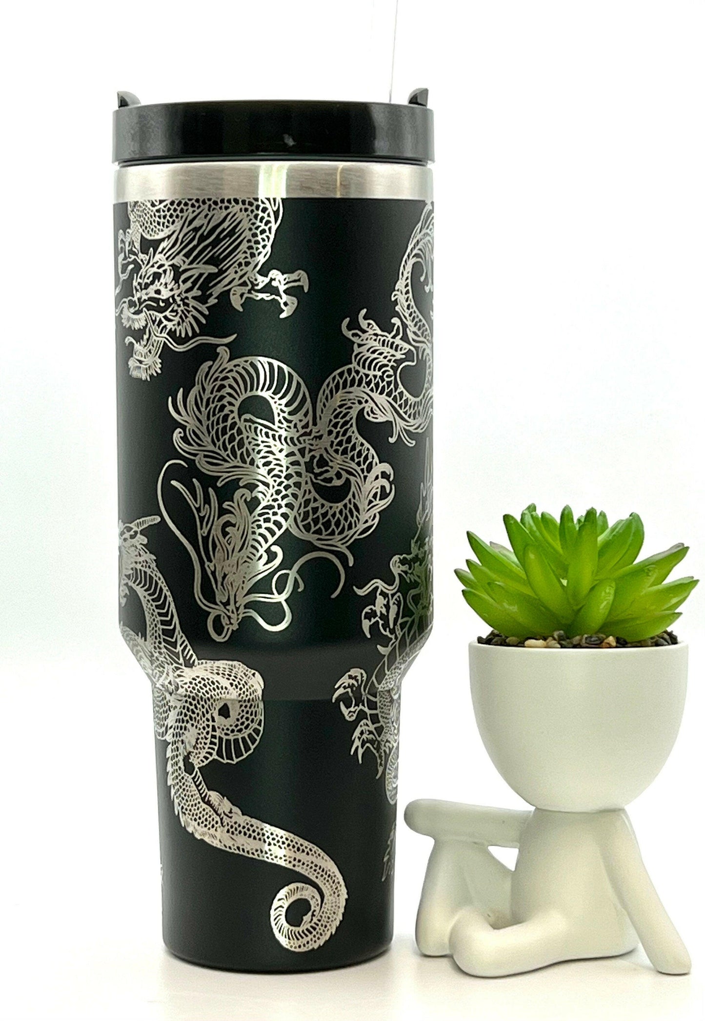 Dragons Laser Engraved Full Wrap Design for 40oz Tumbler, Digital Download, SVG, Fantasy Seamless Design, Tumbler Wrap For Laser Rotary