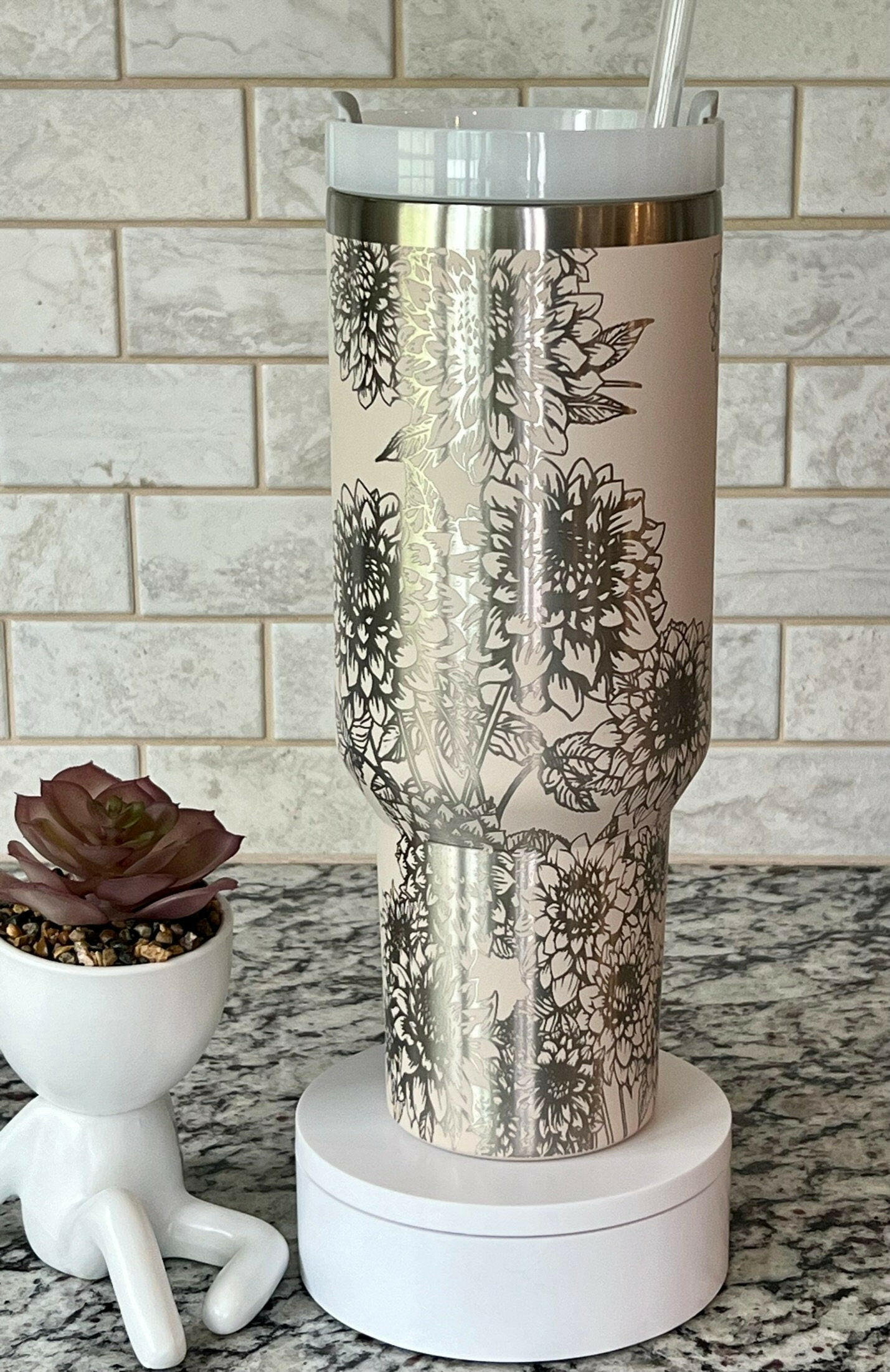 Dahlias Laser Engraved Full Wrap Design for 40oz Tumbler, Digital Download, SVG, Seamless Floral Design, Tumbler Wrap For Laser Rotary