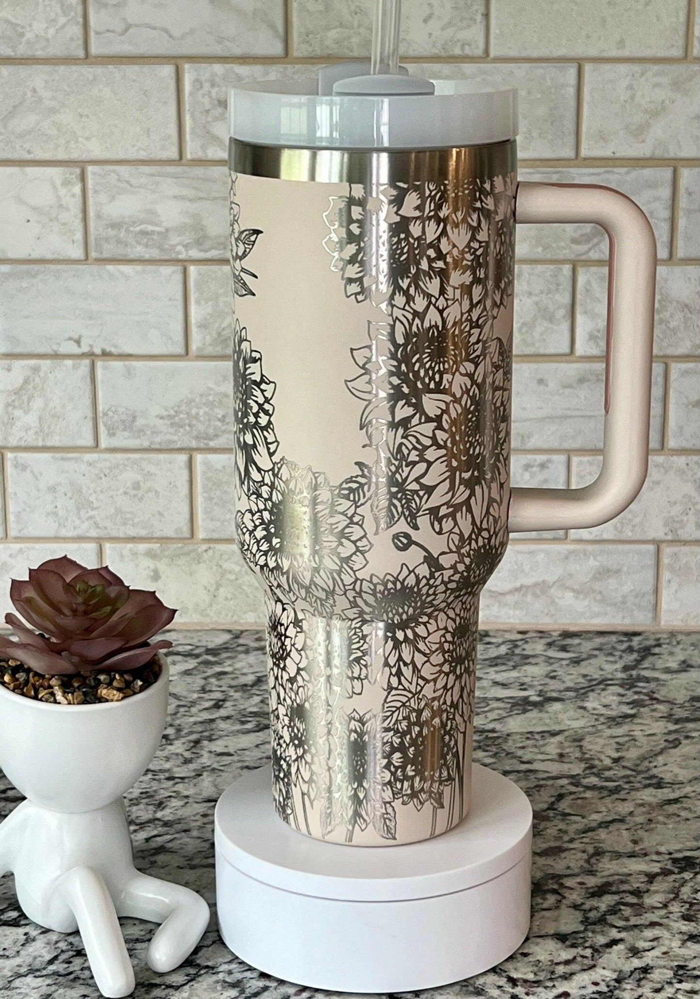 Dahlias Laser Engraved Full Wrap Design for 40oz Tumbler, Digital Download, SVG, Seamless Floral Design, Tumbler Wrap For Laser Rotary