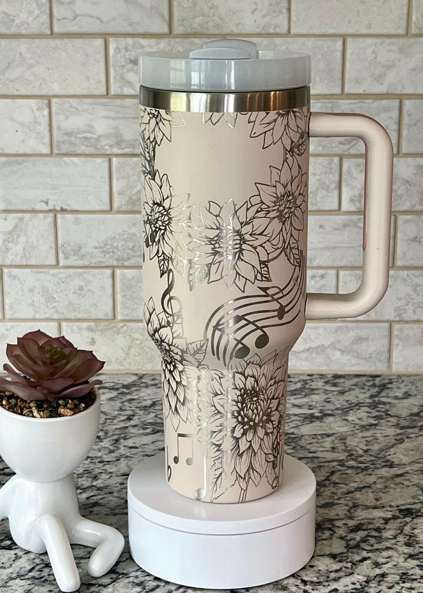 When Words Fail Music Speaks Floral Laser Engraved Full Wrap Design for 40oz Tumbler, Digital Download, SVG, Tumbler Wrap For Laser Rotary