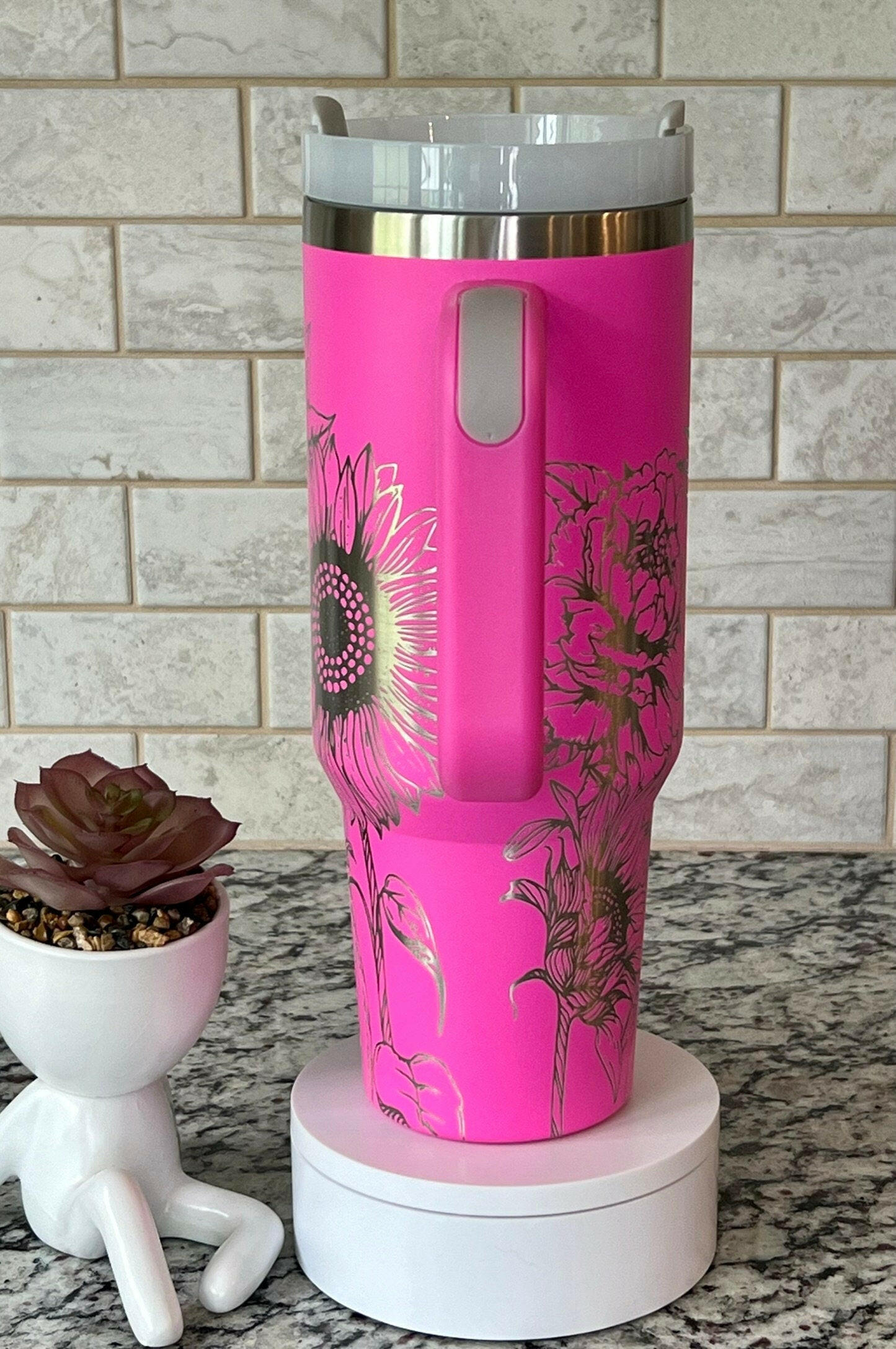 Peonies & Sunflowers Laser Engraved Full Wrap Design for 40oz Tumbler, Digital Download, SVG, Seamless Design, Tumbler Wrap For Laser Rotary