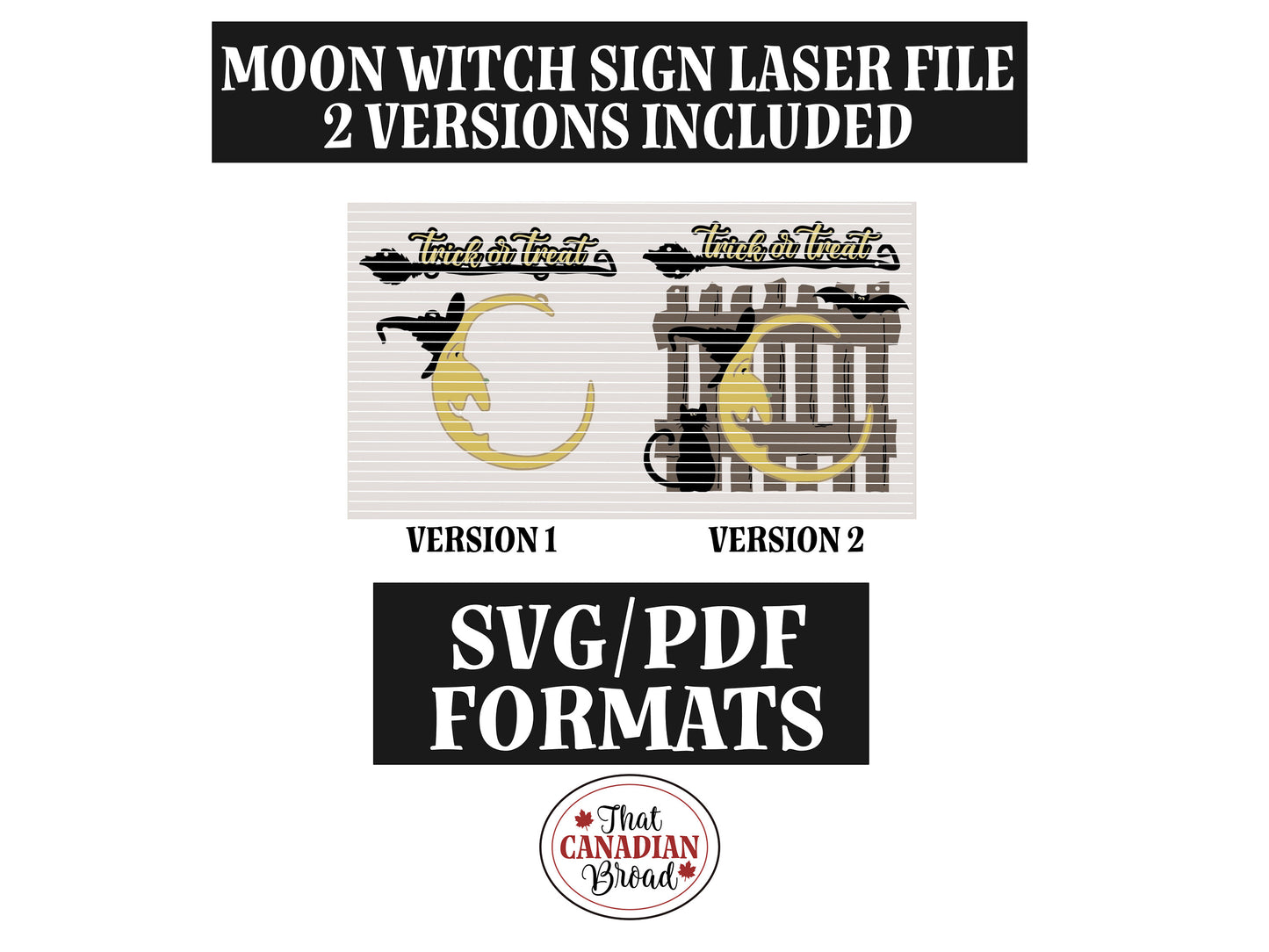 MOON WITCH Signs Laser Files, 2 versions, Halloween Sign Designs, laser files, digital files, SVG & PDF files