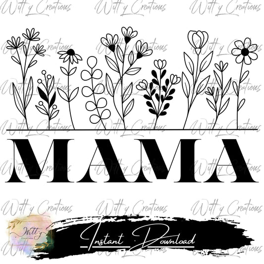 Floral Mama PNG Digital Download - Mother's Day Clipart - Instant Download - DIY Mother's Day Gift - Printable Floral Mom Graphics