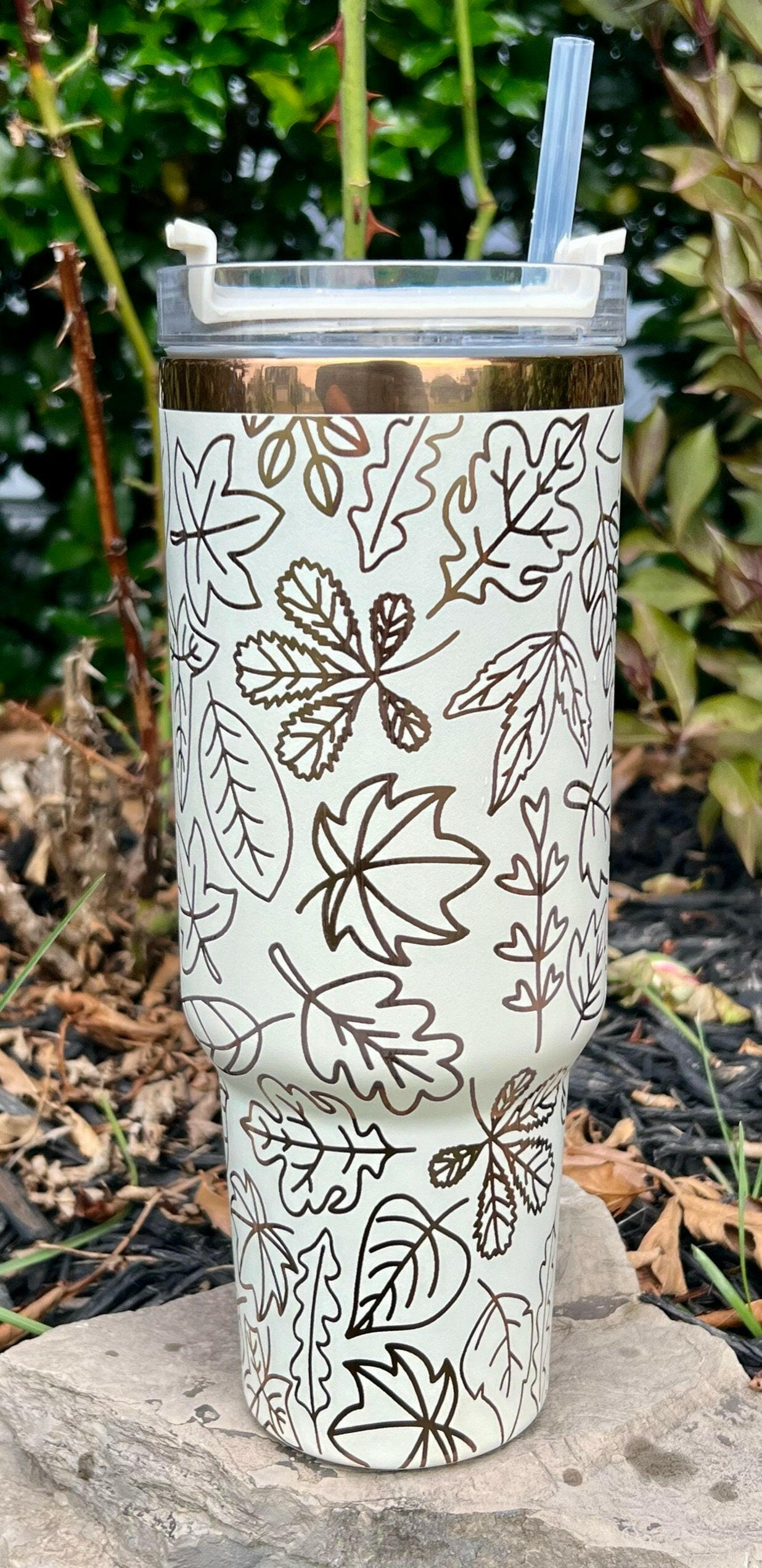 Fall Leaves Doodles Laser Engraved Full Wrap Design for 40oz Tumbler, Digital Download, Seamless Design, SVG Wrap For Laser Rotary