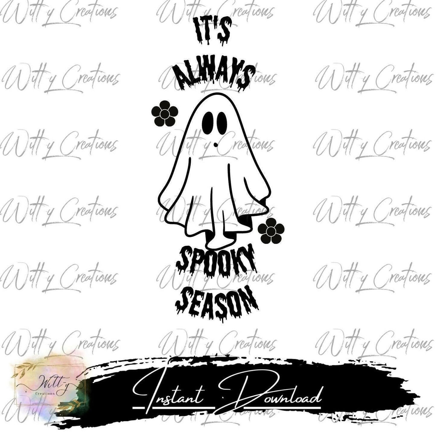 Spooky Season Ghost PNG Digital Download - Halloween Clipart, Cute Ghost Illustration, DIY Halloween Decor, Instant Download