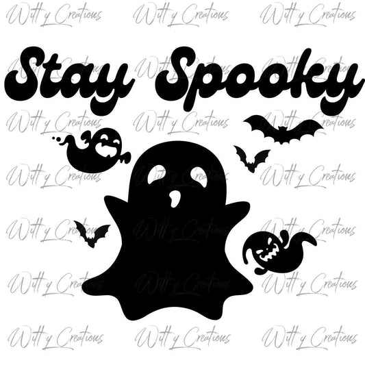 Haunted Halloween Digital Download - Ghosts and Bats - Stay Spooky PNG - Creepy Decorations - DIY Halloween Crafts - Scary Ghostly Clipart