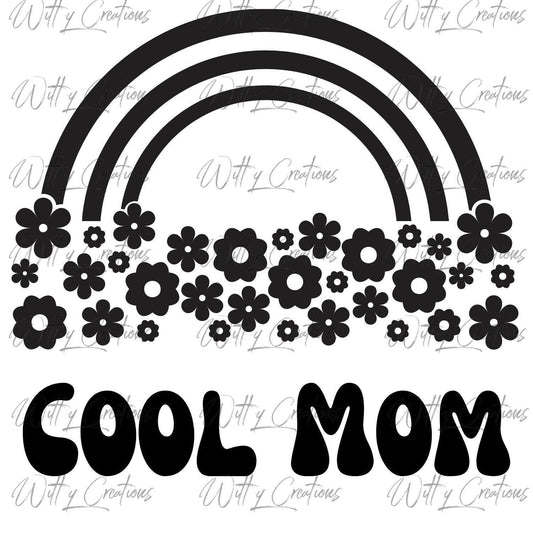 Chic Floral Rainbow Cool Mom PNG Digital Download - Instant Art for Stylish Moms