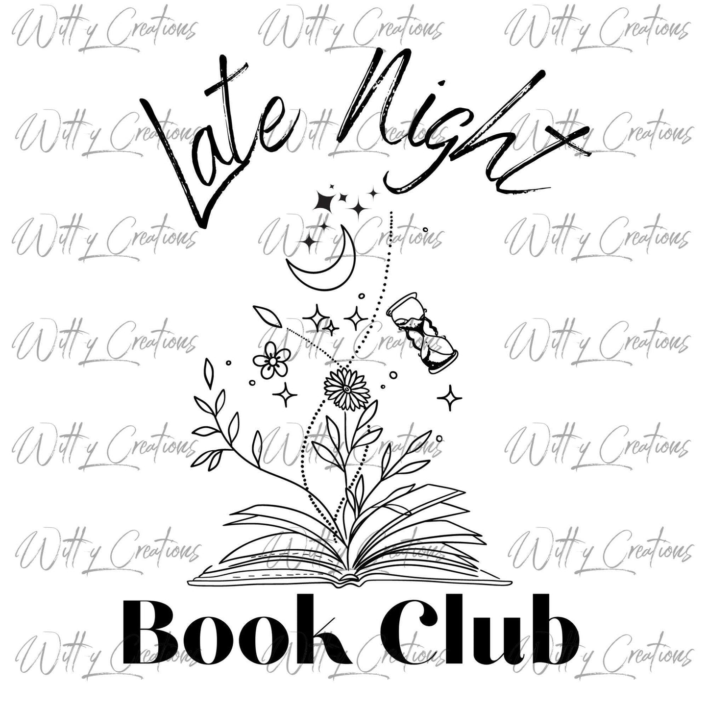 Late Night Book Club Digital Print - Reading Lovers PNG Download - Bookworm Art - Instant Download for Night Readers - Literary Decor