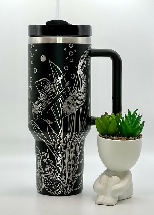 Mermaids Laser Engraved Full Wrap Design for 40oz Tumbler, Digital Download, SVG, Seamless Design, Tumbler Wrap For Laser Rotary