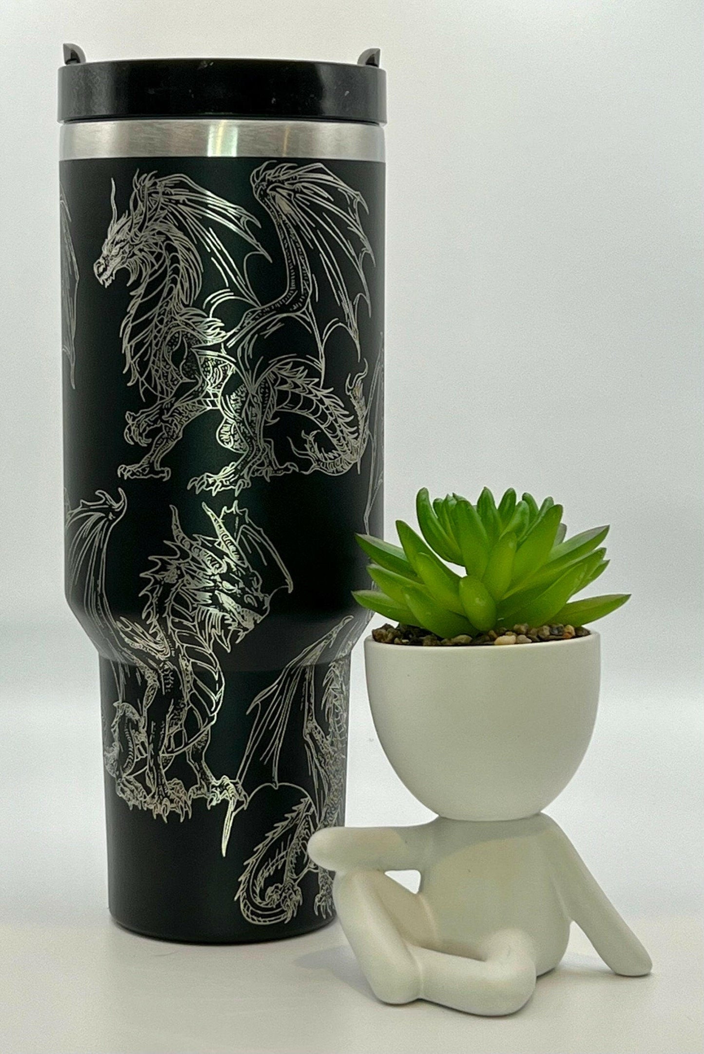 Fantasy Dragons Laser Engraved Full Wrap Design for 40oz Tumbler, Digital Download, SVG, Seamless Design, Tumbler Wrap For Laser Rotary