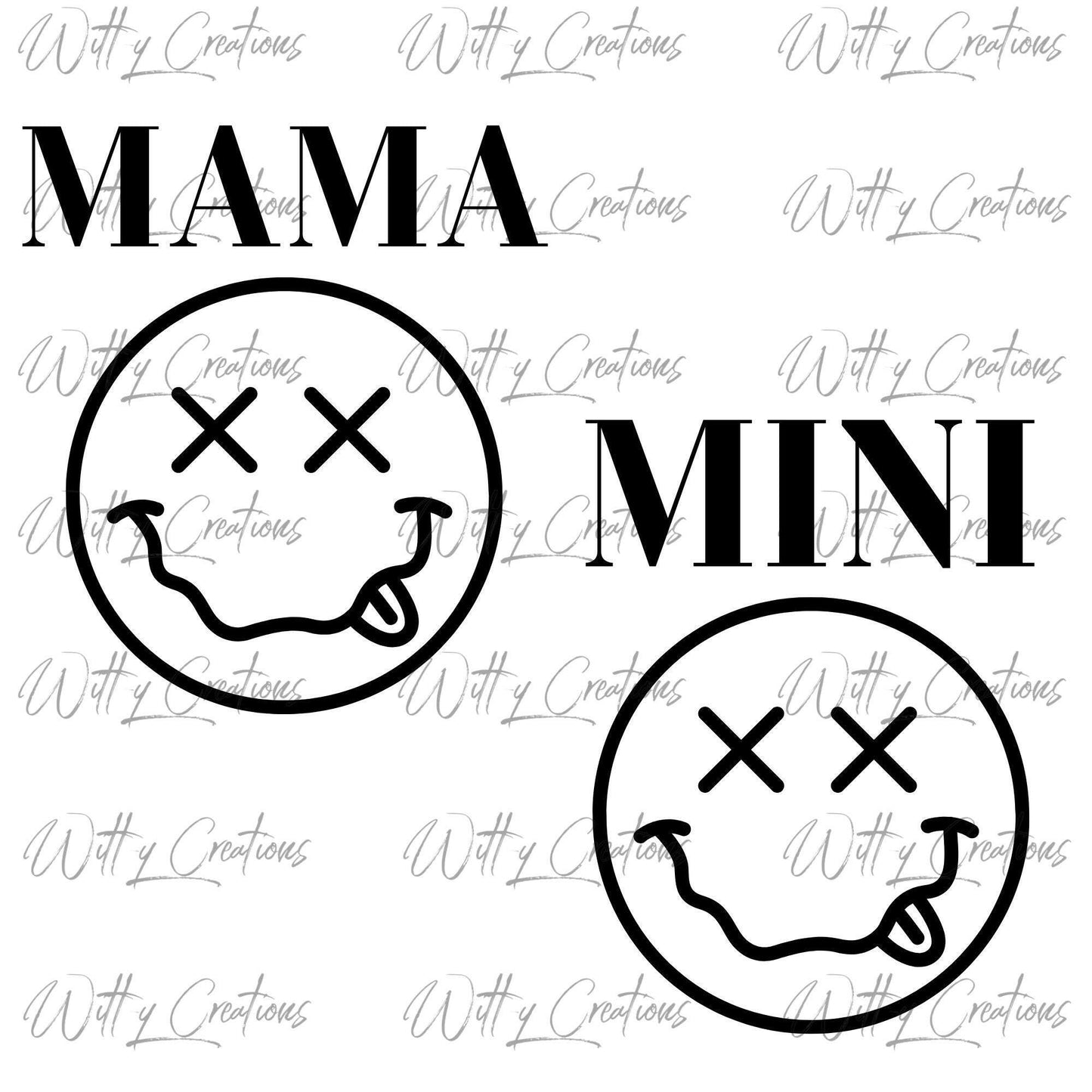 Smiley Face Matching Mama and Mini PNG Digital Download