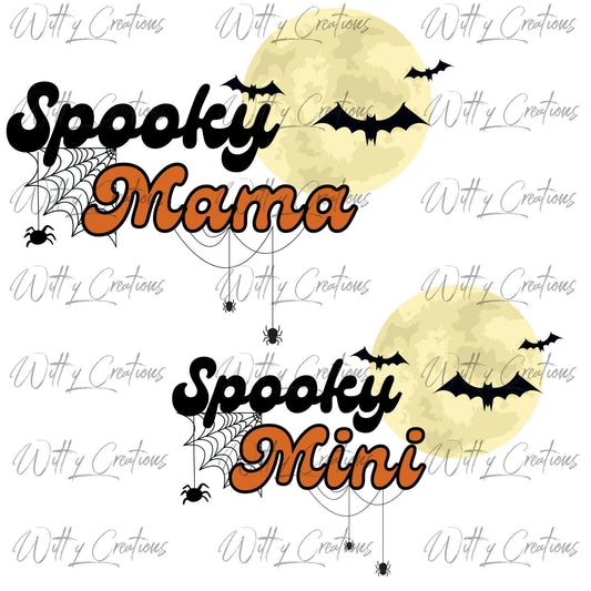 Spider and Moon theme Spooky Mama and Mini PNG Digital Download