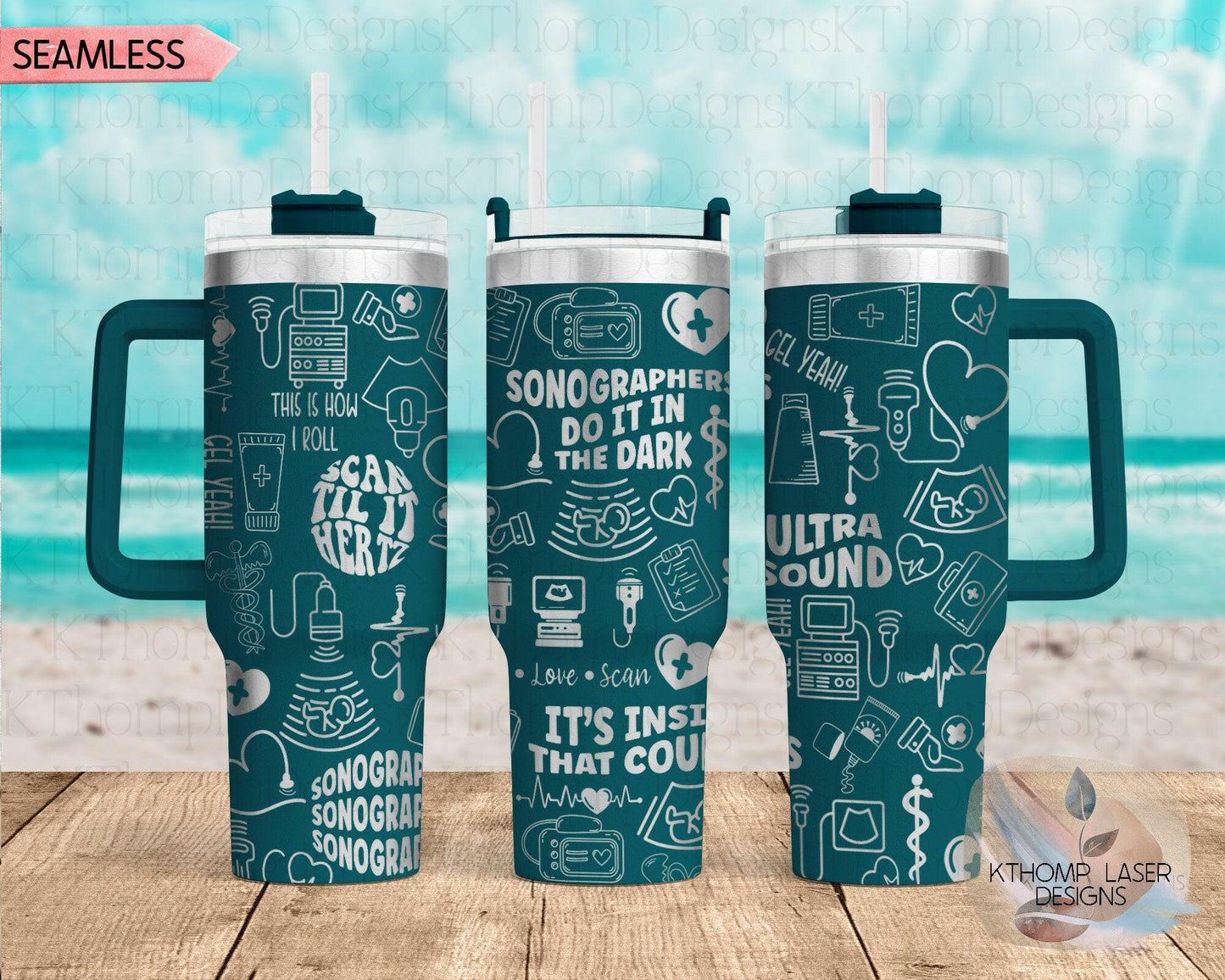 Sonographer Ultrasound Laser Engraved Full Wrap Design for 40oz Tumbler, Digital Download, Seamless Design, SVG For Laser Rotary