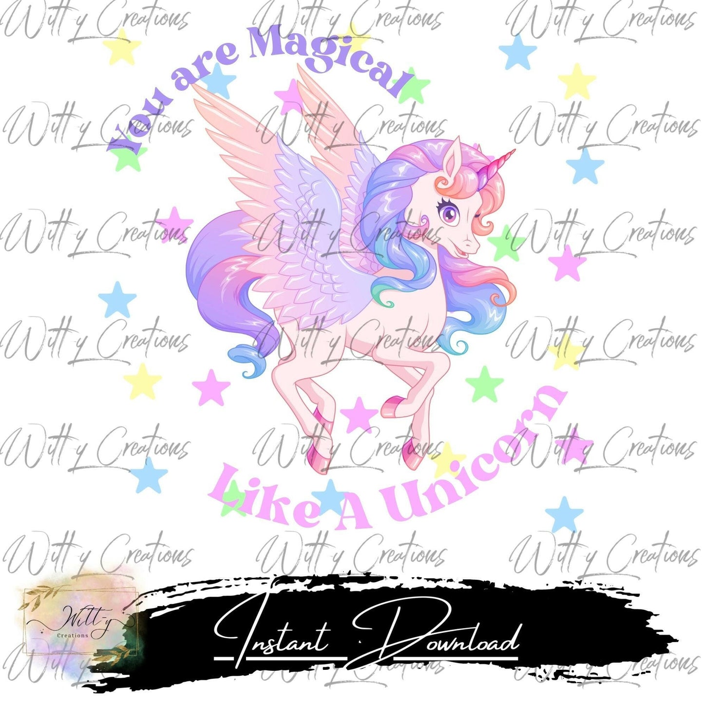 Magical Unicorn PNG Digital Download - Whimsical Wall Art Print- Fantasy Nursery Decor- Unicorn Print- DIY Unicorn Gift- Magical Room Decor