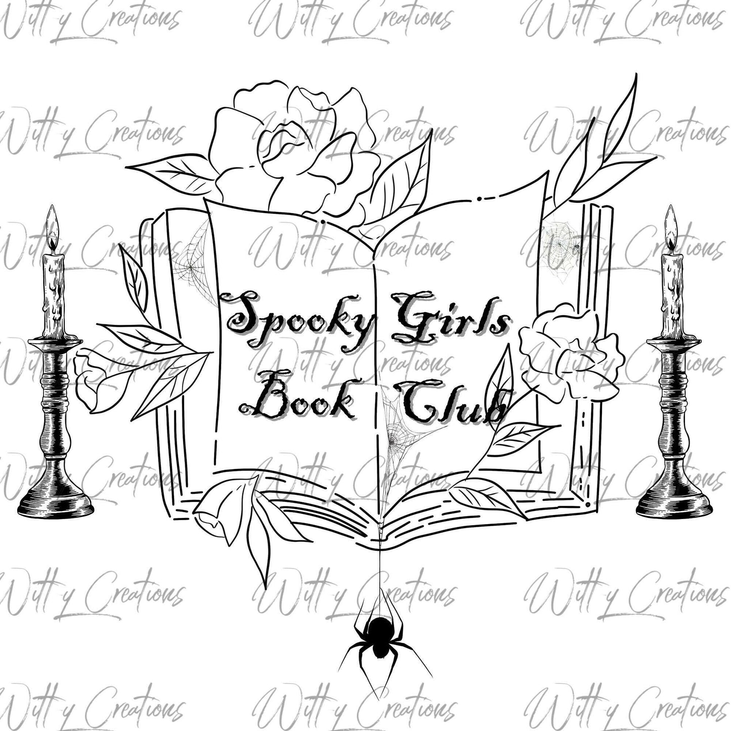 Spooky Girls Book Club Printable PNG- Gothic Reading Club Art- Instant Download- Witchy Reading Group Poster- Printable Reading Club Poster