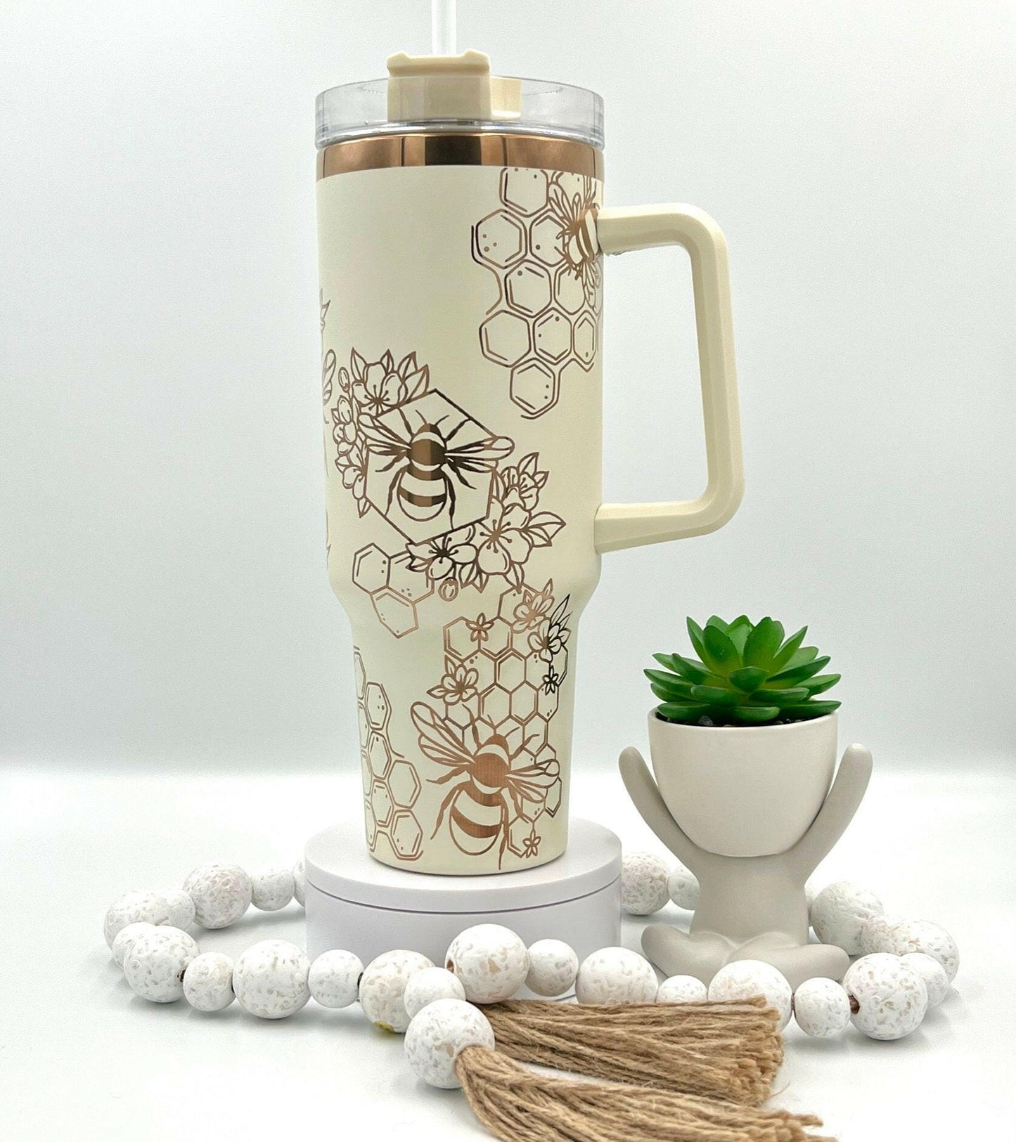 Honey Bees Laser Engraved Full Wrap for 40oz Tumbler, Digital Download, Cute Bumble Bees Seamless Design, SVG For Laser Rotary