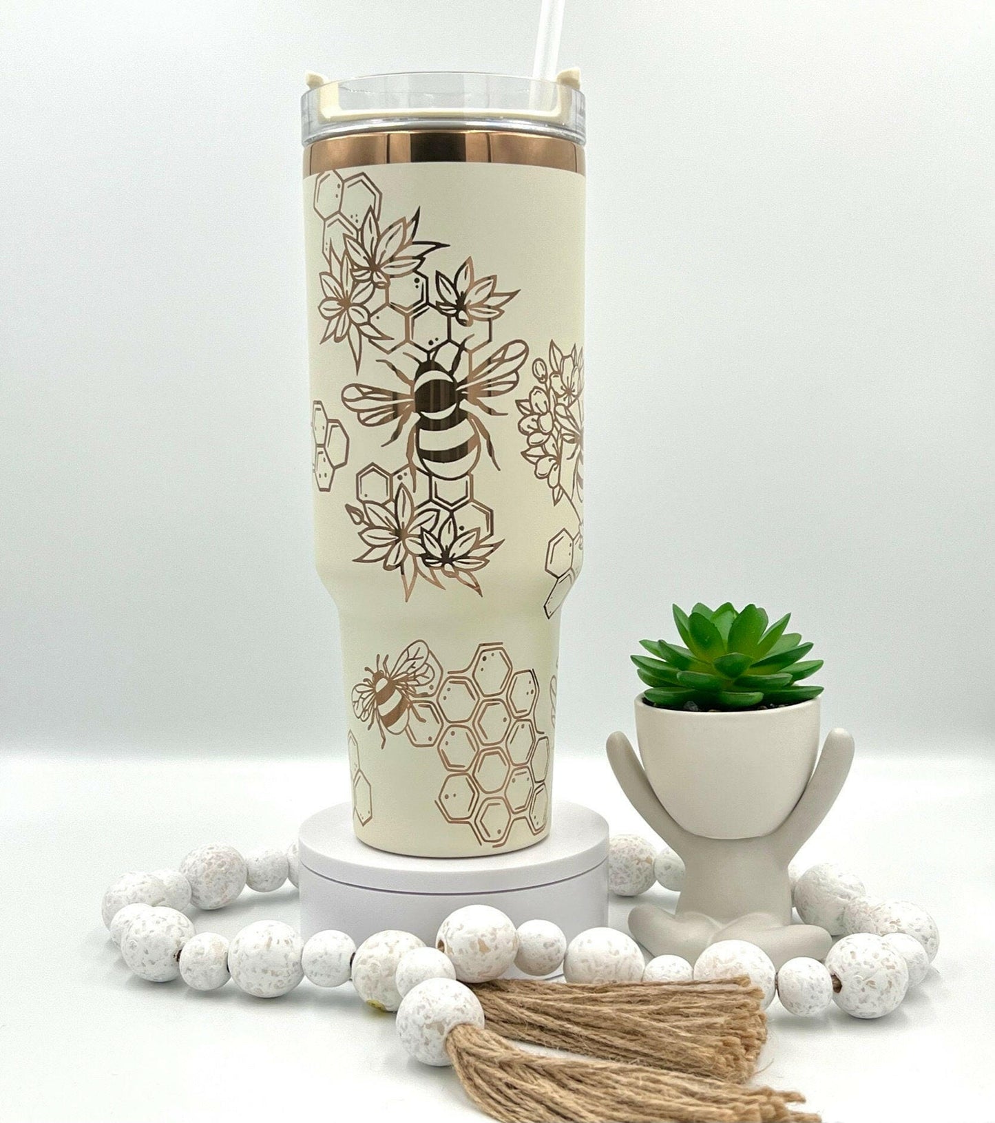 Honey Bees Laser Engraved Full Wrap for 40oz Tumbler, Digital Download, Cute Bumble Bees Seamless Design, SVG For Laser Rotary