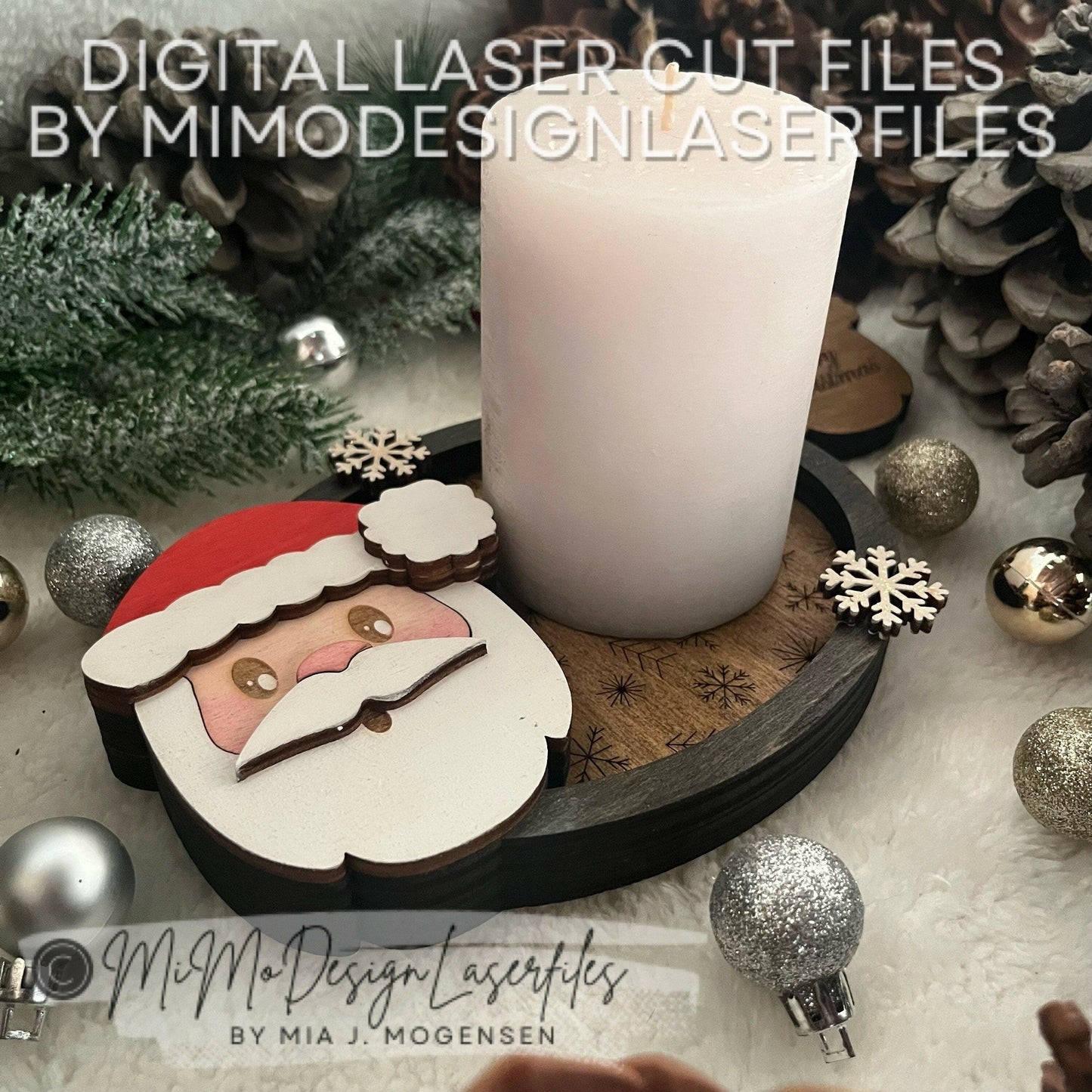 Santa 3D layered Candle Holder, Candy Trinket Tray