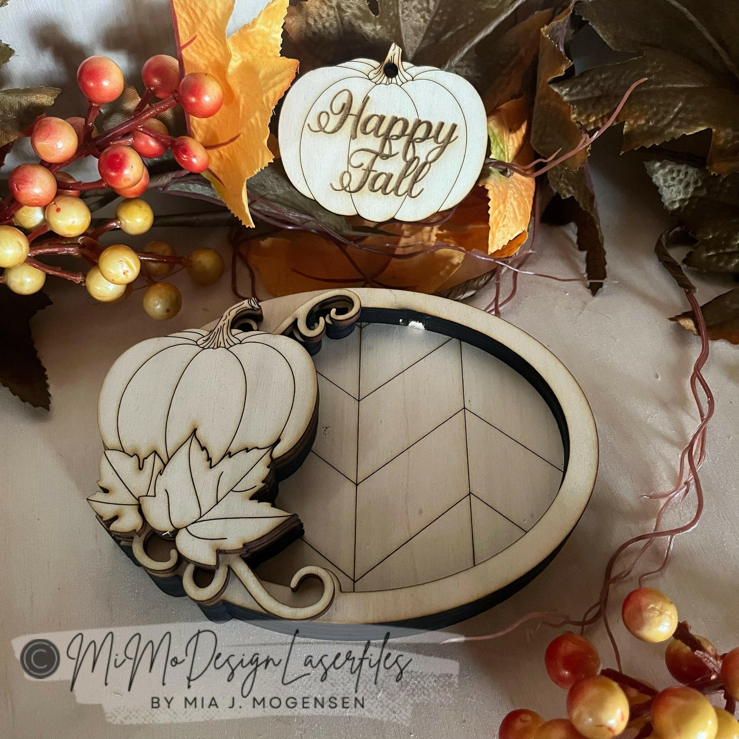 Happy Fall Pumkin 3D layered Candle Holder, Candy Trinket Tray