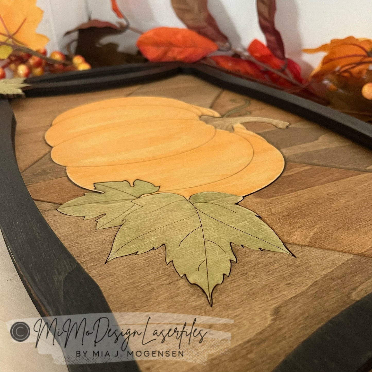 Pumpkin Fall Leaves Homedecor Tray