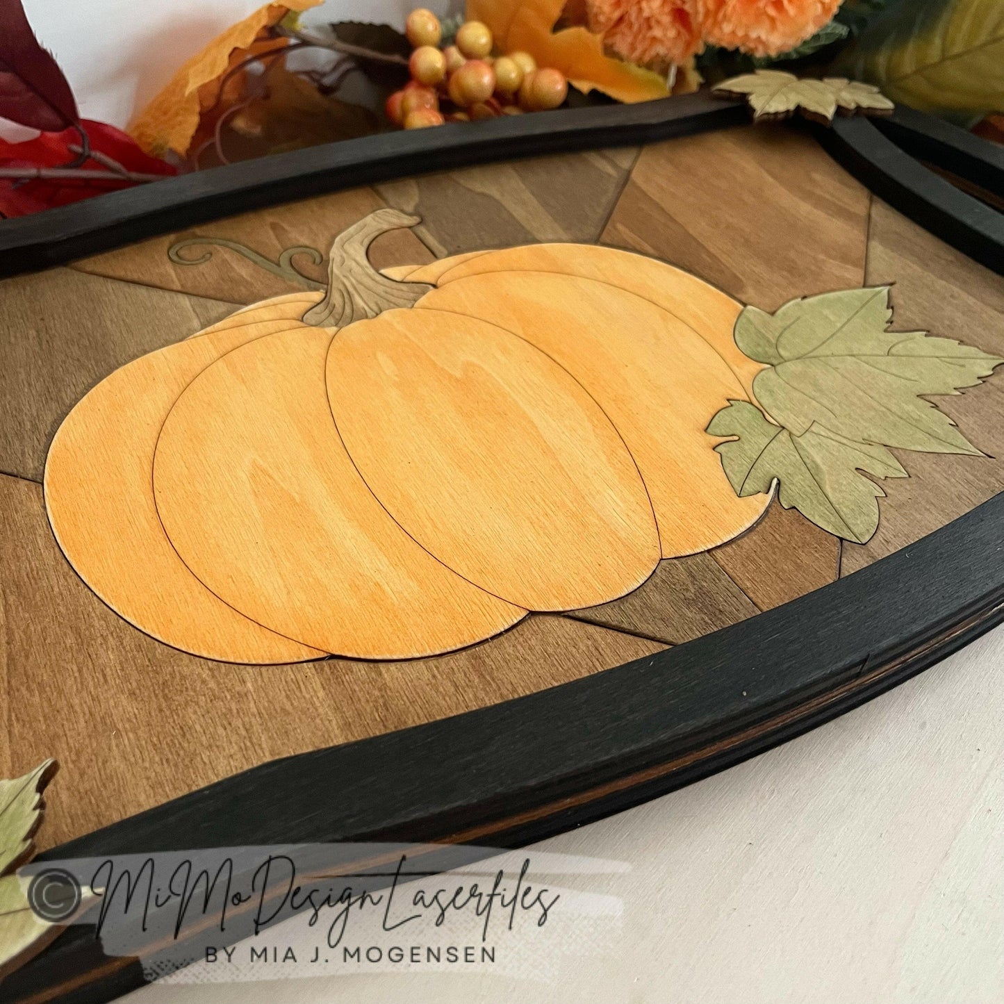 Pumpkin Fall Leaves Homedecor Tray