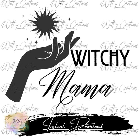 Witchy Mama PNG Digital Download- Mystical Motherhood Art- Instant Print- Witchcraft Illustration- Magical Mother Print- DIY Craft Supply