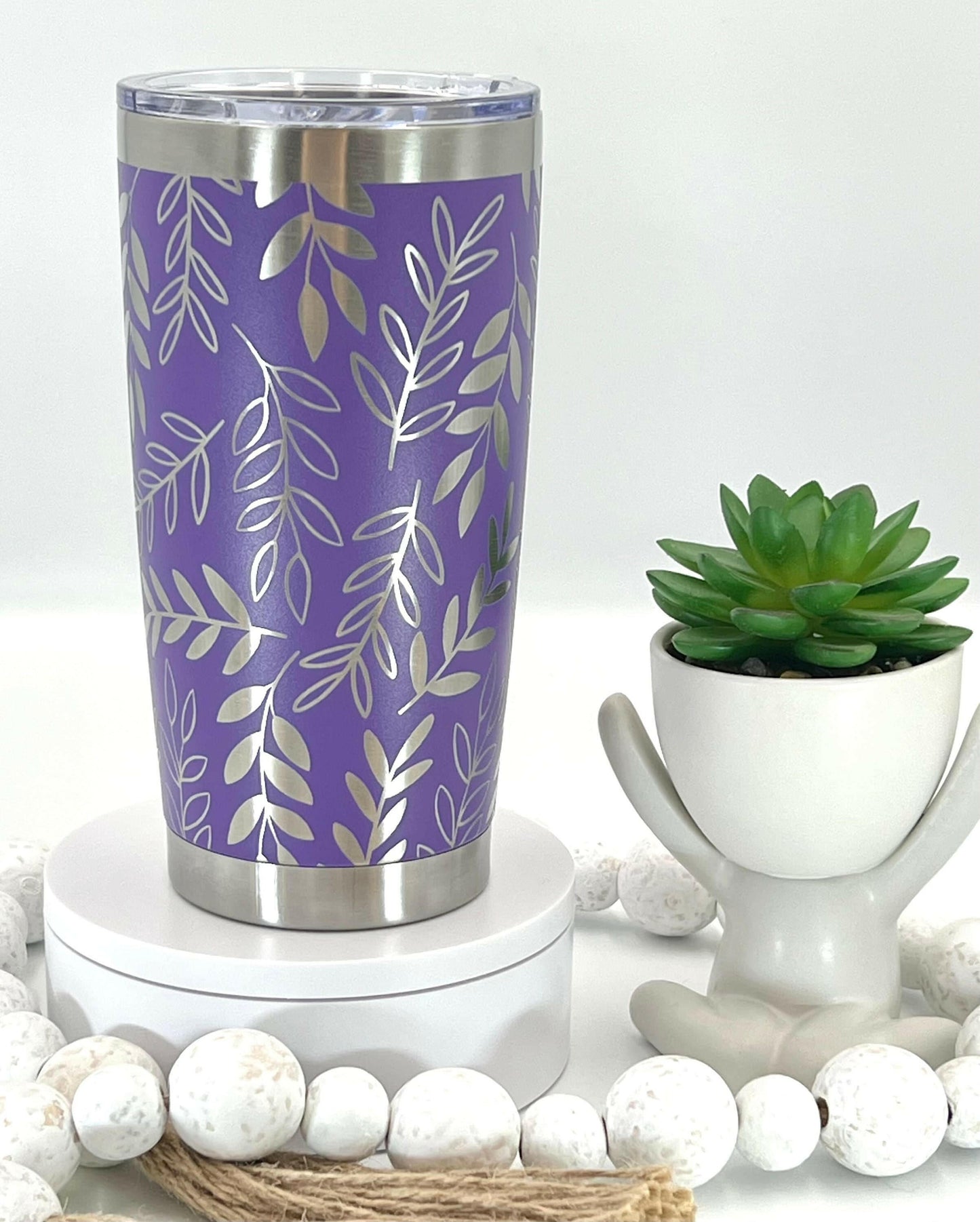 Abstract Leaves Laser Engraved Full Wrap Design for 20oz & 30oz Tumblers, Digital Download, SVG, Seamless Design, Tumbler Wrap For Rotary