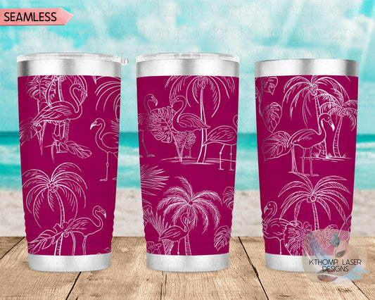 Flamingos Laser Engraved Full Wrap Design for 20oz & 30oz Tumblers, Digital Download, SVG, Seamless Design, Tumbler Wrap For Rotary