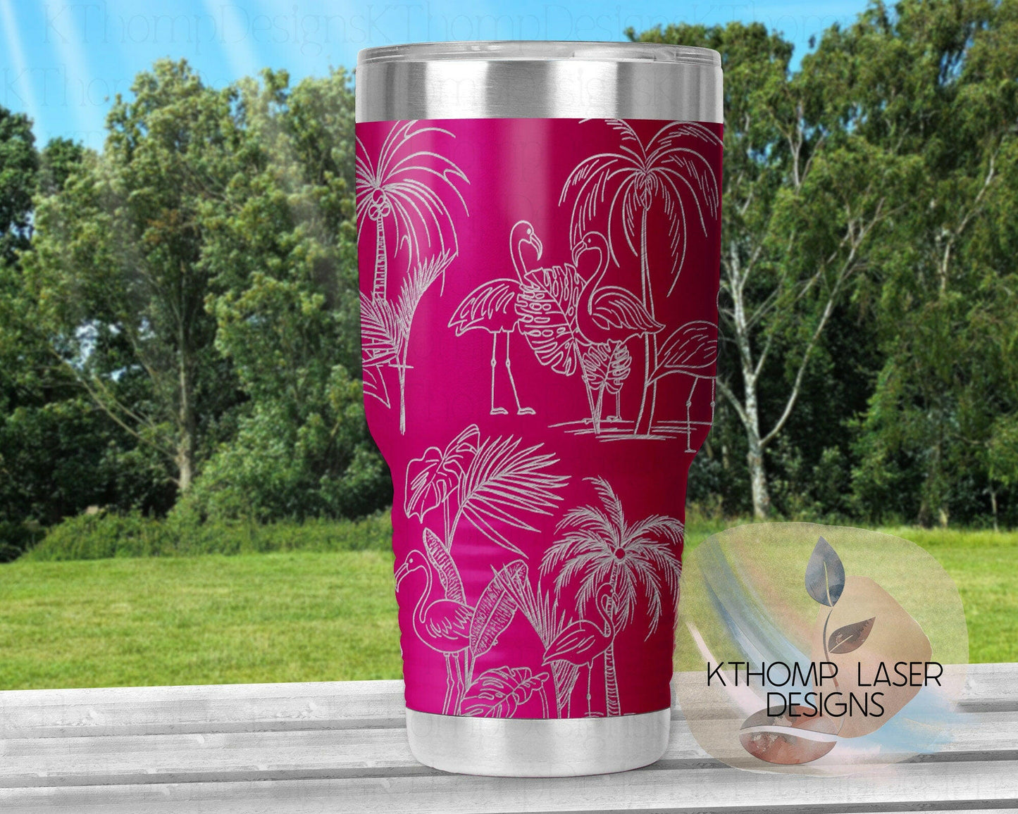 Flamingos Laser Engraved Full Wrap Design for 20oz & 30oz Tumblers, Digital Download, SVG, Seamless Design, Tumbler Wrap For Rotary