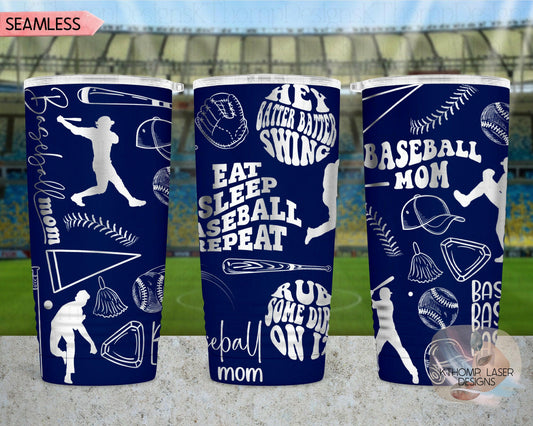 Baseball Mom Laser Engraved Full Wrap Design for 20oz & 30oz Tumblers, Digital Download, SVG, Seamless Sport Design, Tumbler Wrap For Rotary