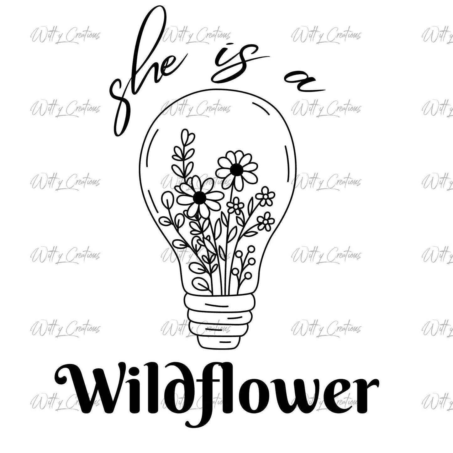 She Is a Wildflower PNG Digital Download- Enchanting Lightbulb Blossoming with Floral Magic- Instant Art for Nature Lovers & Dreamers