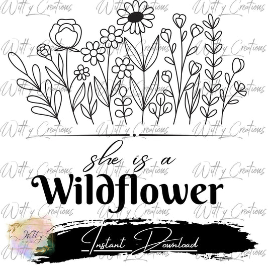 Captivating Wildflower Spirit: Stunning She Is A Wildflower PNG Digital Download - Embrace Nature's Beauty!