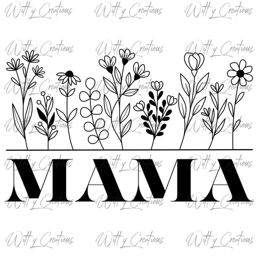 Floral Mama PNG Digital Download - Mother's Day Clipart - Instant Download - DIY Mother's Day Gift - Printable Floral Mom Graphics