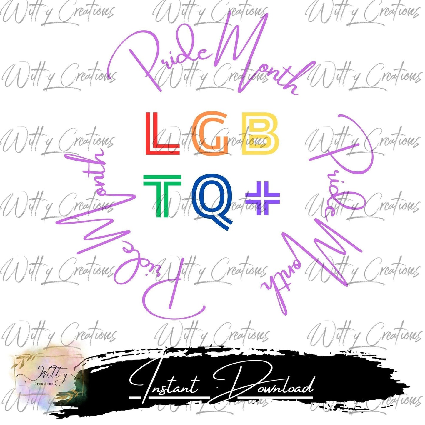 Rainbow Pride Month Digital Art - LGBTQ+ PNG Download - Love is Love Printable - Instant Download