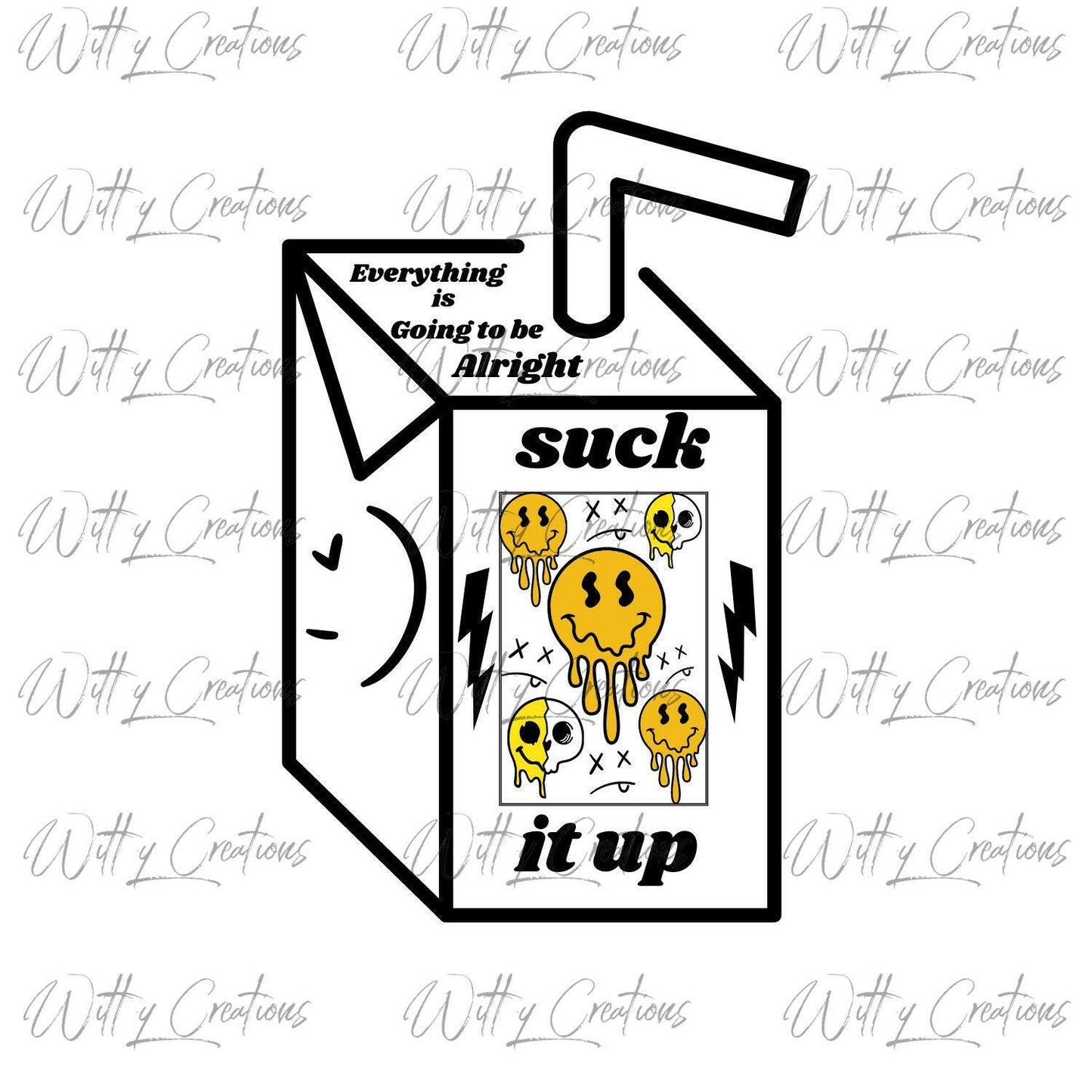 Fun 'Suck It Up' Juice Box Digital Download with Cute Melting Smiley Faces - Instant PNG Art