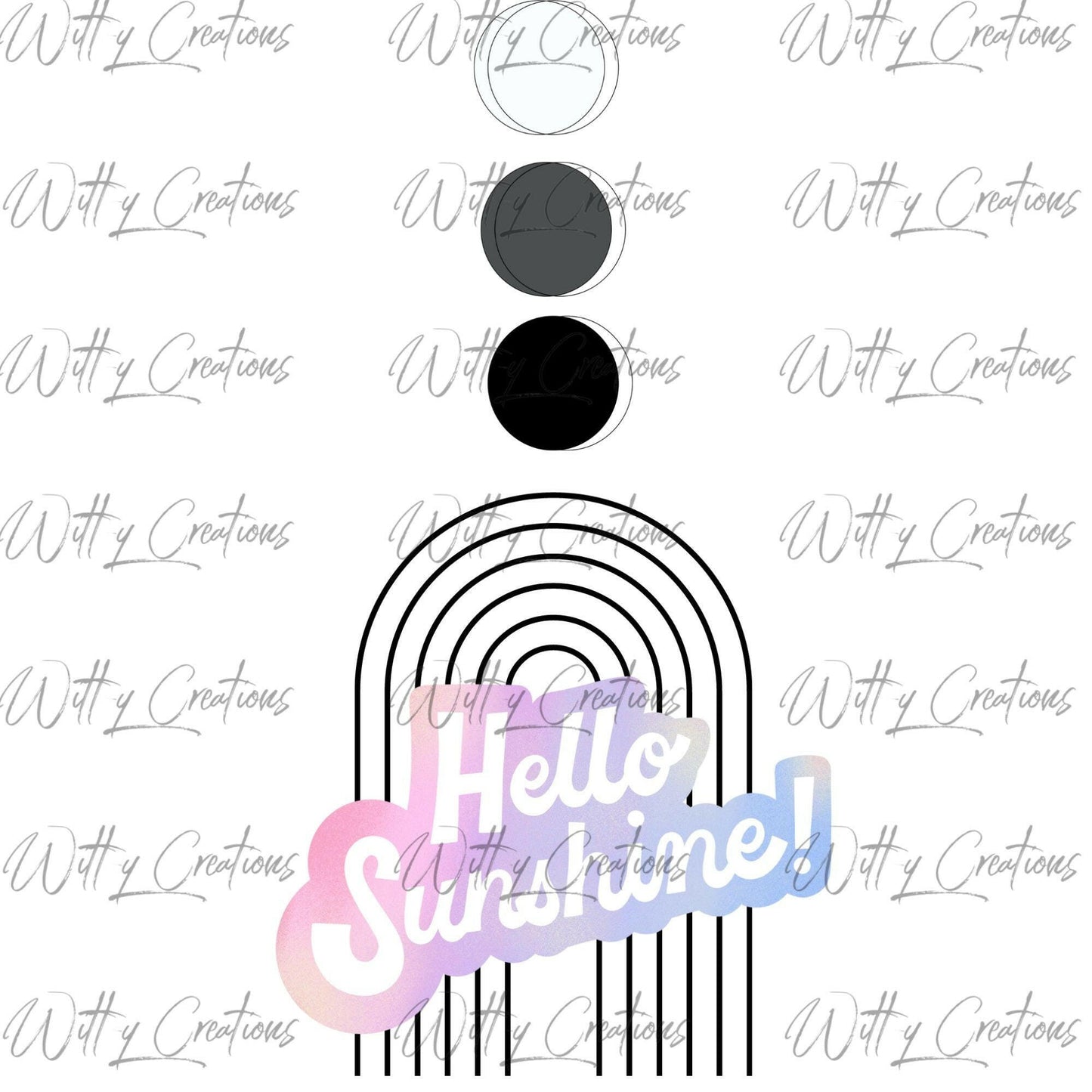 Hello  Sunshine Metallic PNG Digital Download - Minimalist Black Rainbow Art Print- Instant Download Printable Wall Decor- Modern Home Decor