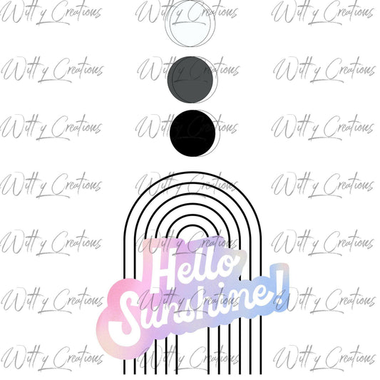 Hello  Sunshine Metallic PNG Digital Download - Minimalist Black Rainbow Art Print- Instant Download Printable Wall Decor- Modern Home Decor