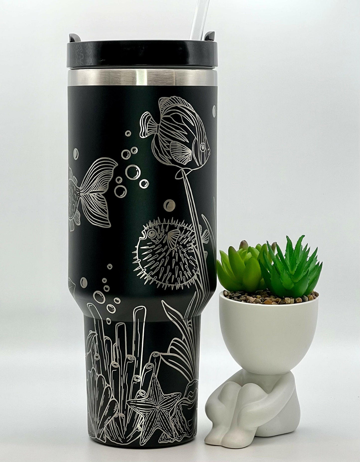 Ocean Life Laser Engraved Full Wrap Design for 40oz Tumbler, Digital Download, SVG, Seamless Design, Tumbler Wrap For Laser Rotary