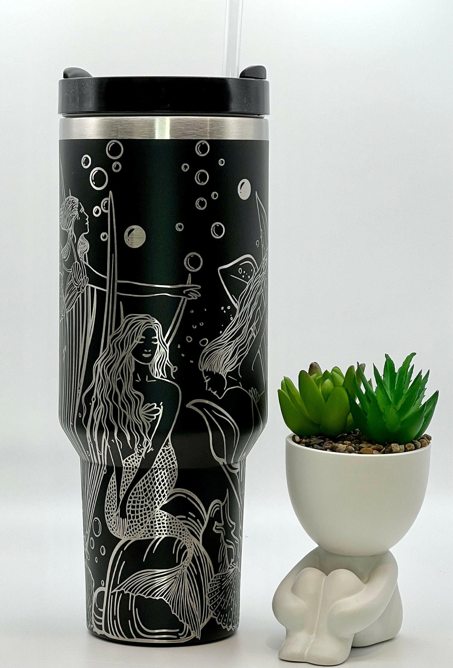 Mermaids Laser Engraved Full Wrap Design for 40oz Tumbler, Digital Download, SVG, Seamless Design, Tumbler Wrap For Laser Rotary