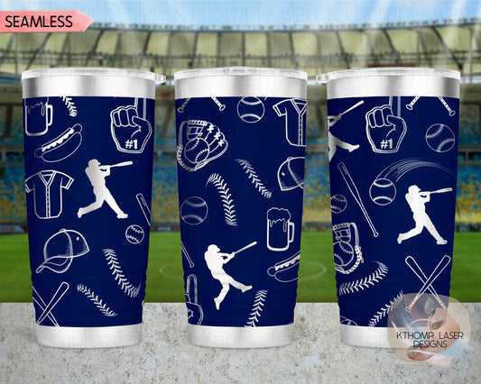 Baseball Doodles Laser Engraved Full Wrap Design for 20oz & 30oz Tumblers, Digital Download, SVG, Seamless Design, Tumbler Wrap For Rotary