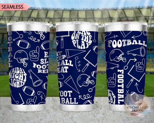 Football Fan Laser Engraved Full Wrap Design for 20oz & 30oz Tumblers, Digital Download, SVG, Seamless Sport Design, Tumbler Wrap For Rotary