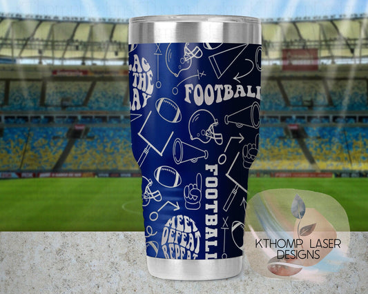 Football Fan Laser Engraved Full Wrap Design for 20oz & 30oz Tumblers, Digital Download, SVG, Seamless Sport Design, Tumbler Wrap For Rotary